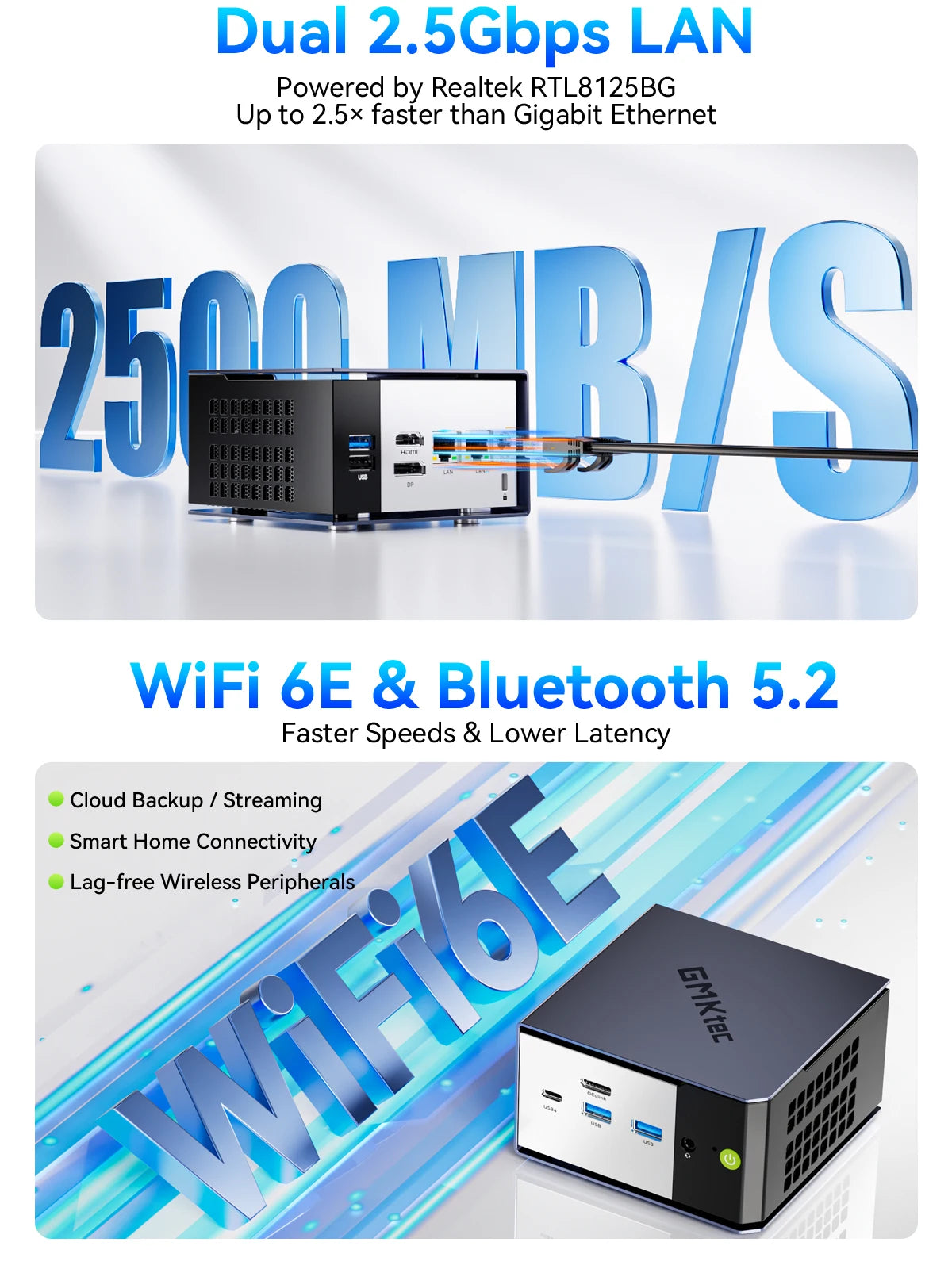 MKtec NucBox K16 Mini PC AMD Ryzen7 7735HS LPDDR5 6400Mhz 32GB Pcie 4.0 SSD Windows 11Pro WIFI 6E BT 5.2 Full-featured USB4.0