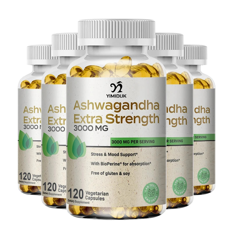 Organic Ashwagandha Root Extract Capsule, Ashwagandha Supplement Help Stress, Focus, Brain, Energy Support Sleep Health