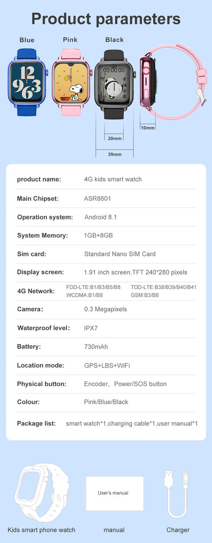 Wonlex KT34 Children's Smart Watch 4G WiFi Video Call Kids Watch GPS Tracker Google Store APP Download Kids SmartWatch WhatsApp