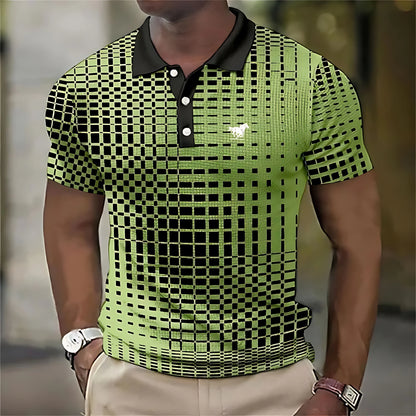 The 2025 summer new men's POLO shirt is breathable sweat-absorbent casual and fashionable with 3D printed men's T-shirt