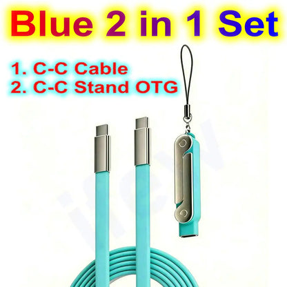 Foldable Charge Cable Usb C Charging Mobile Cable C Flat Charger for iPhone Kickcable Phone Kick Stand Ultra Fast Type C Wire 2M