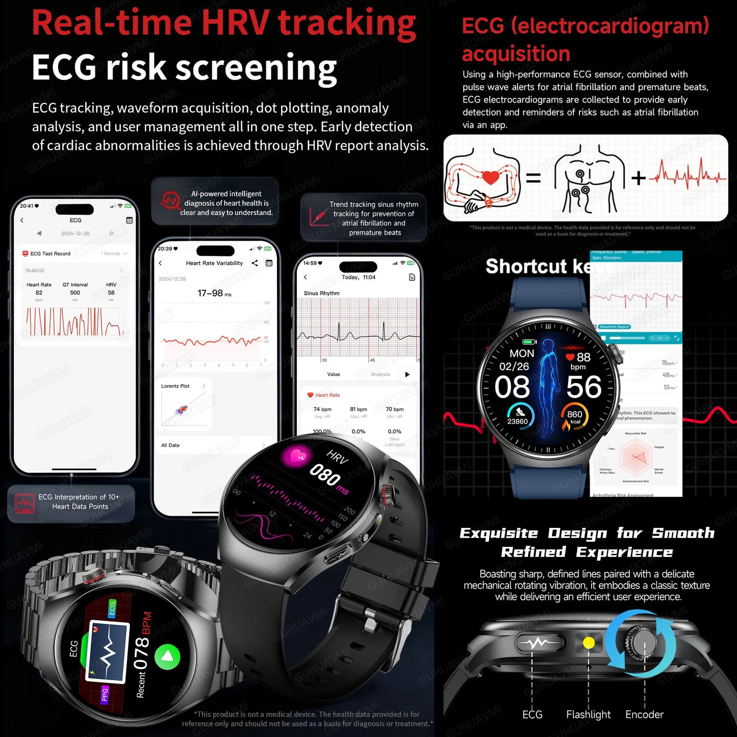 2026New High-end Health Smart Watch For Men Women Blood Lipids Uric Acid Blood Pressure Accurate Data ECG+PPG BT Call Smartwatch