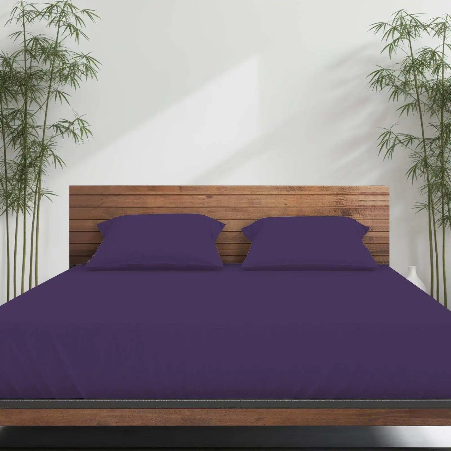 Emircey 3Pcs Bamboo Fitted Sheet Set Cooling Breathable Bedding Silky Soft Mattress Cover with 2 Pillowcases Deep Pocket Bottom Sheet for Home Bedroom Dorm Spring Summer Sleep Gift