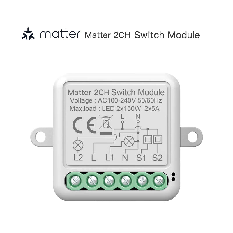 Matter WIFI Smart Switch Module Relay Breaker HomeKit Wireless Control Breaker Works With Siri Alexa Google Home Smart Home Life
