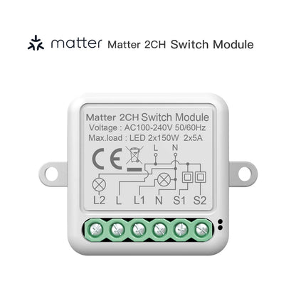 Matter WIFI Smart Switch Module Relay Breaker HomeKit Wireless Control Breaker Works With Siri Alexa Google Home Smart Home Life