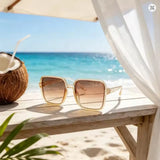 Oversized Square Gradient Fashion Glasses