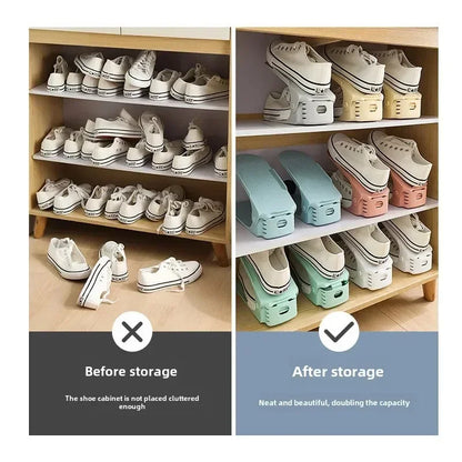 New 10Pcs Shoe Stacker Adjustable Shoe Slots Organizer Shoes Slots Space Saver Double Deck Rack Holder For Closet Organization