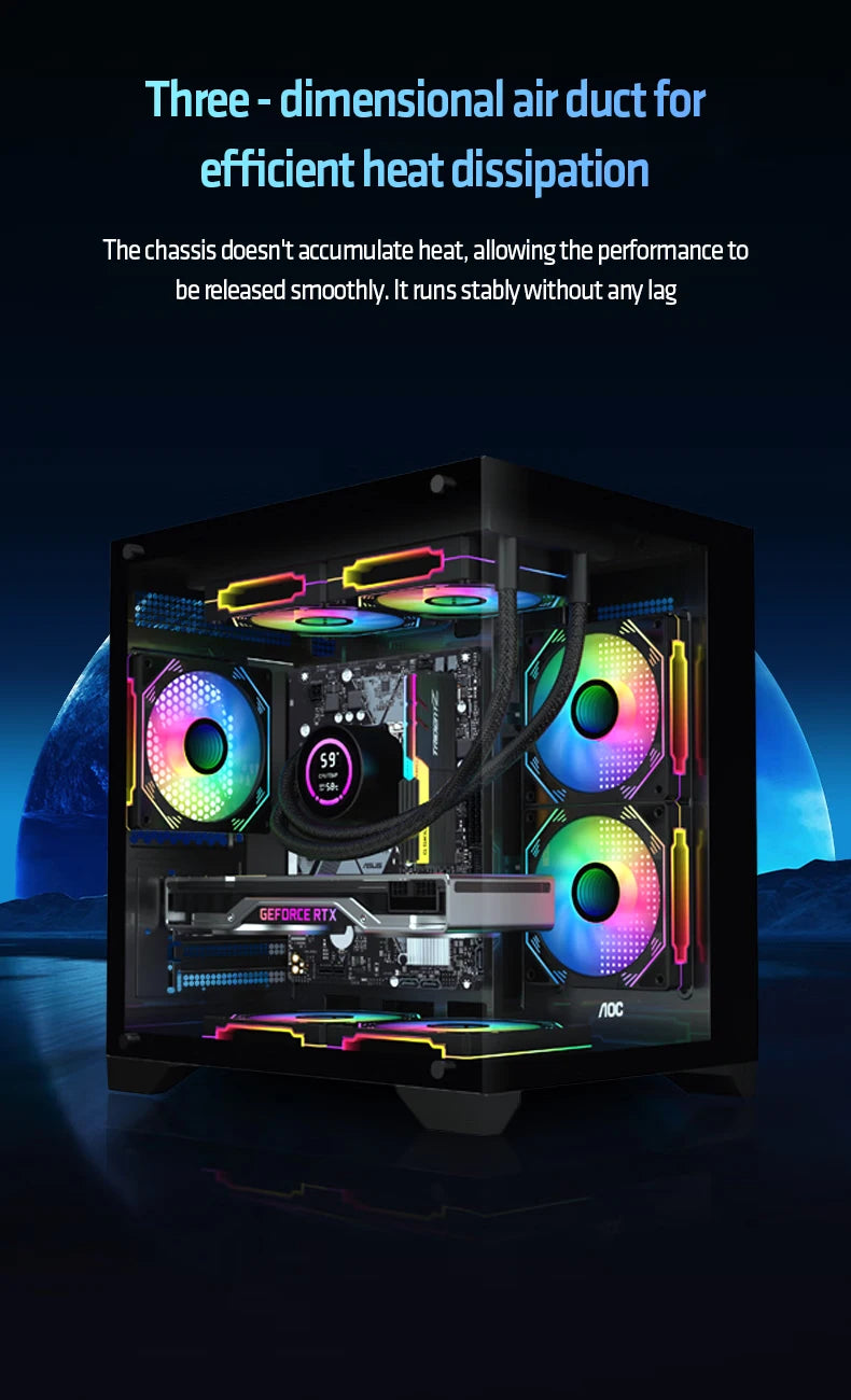 AOC CG391 PC Case MATX Gaming Desktop Case Supports 240 Water Cooling With 3 Pcs ARGB Fans Computer Case Sea View Room 컴퓨터 섀시