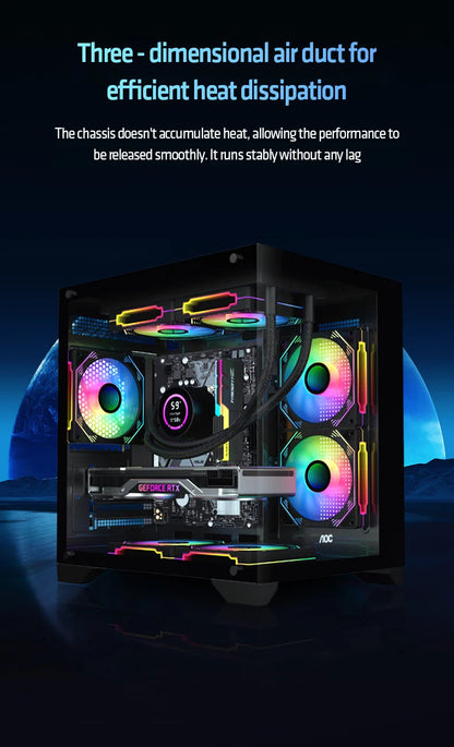 AOC CG391 PC Case MATX Gaming Desktop Case Supports 240 Water Cooling With 3 Pcs ARGB Fans Computer Case Sea View Room 컴퓨터 섀시