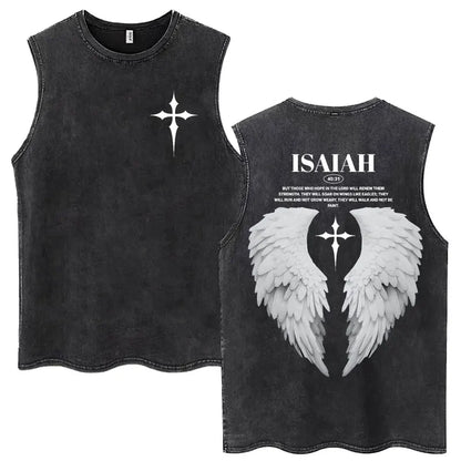 Washed Jesus Is King Christian Harajuku Vintage Tank Tops Men Women Gothic Sleeveless T-shirt Loose Summer Cotton Casual T Shirt