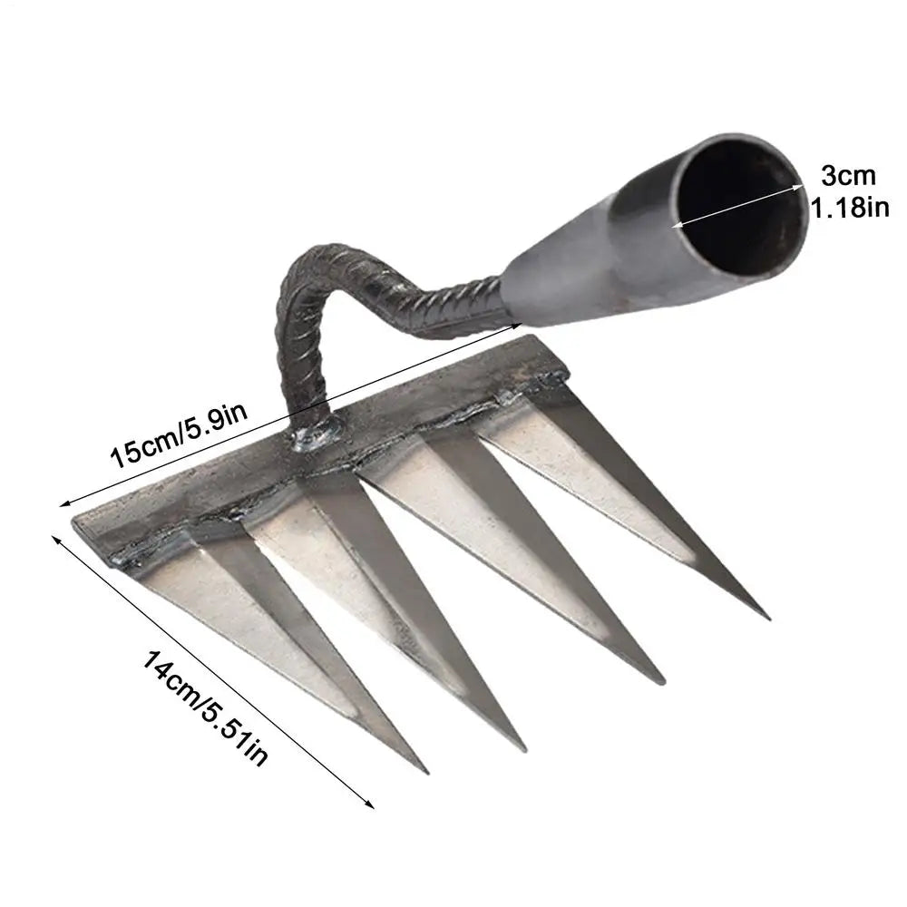4/5/6/7 Teeth Carbon Steel Garden Hand Rake Farm Tool Weeding Scarifier Agricultural Nail Harrow Metal Harrow Garden WeedingTool
