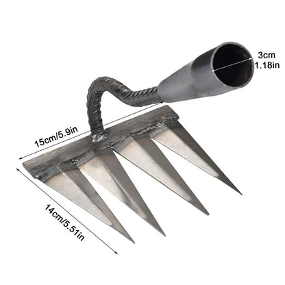 4/5/6/7 Teeth Carbon Steel Garden Hand Rake Farm Tool Weeding Scarifier Agricultural Nail Harrow Metal Harrow Garden WeedingTool