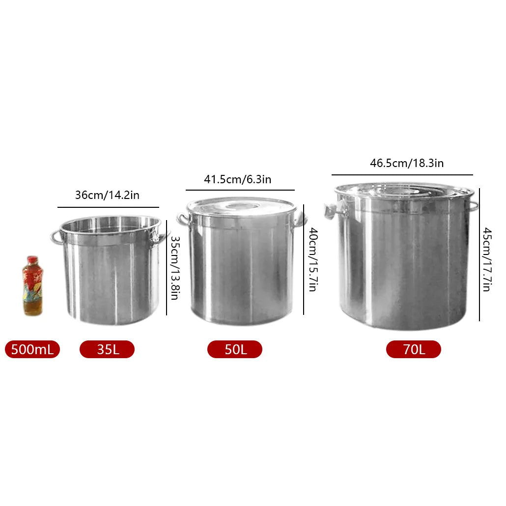 35L Multipurpose Thickened Stainless Steel Cooking Pot Large Capacity Soup Stock Pot with Lid Handle for Home Restaurant
