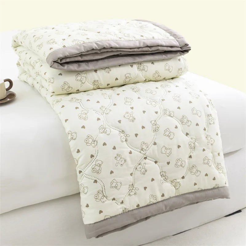 Washed cotton summer quilt skin-friendly grinding summer cool quilt printing student dormitory air conditioner quilt edredones colchas para niñas