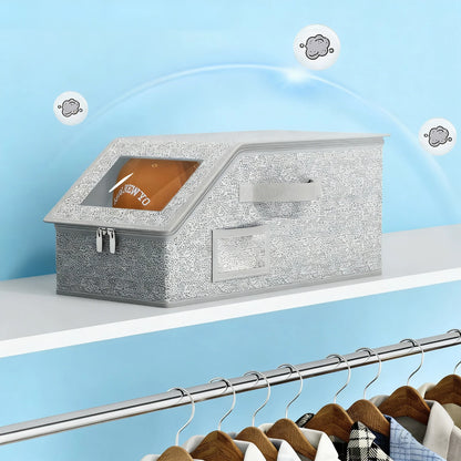 Baseball Cap Storage Box with Clear Window Holds 10+ Caps Dust-Proof with Handle Clothing Hat Organizer Box