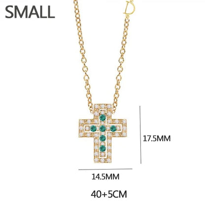 ANDYWEN 925 Sterling Silve Big Double Cross Pendant Long Chain Neckalce 2021 Korea Women High Quality D Twist Chain Jewelry Gift