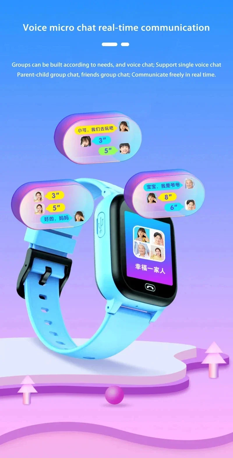 Lenovo 2027 Kids 5G Smart Watch GPS SOS Video Call HD Camera Waterproof SIM Card Support Earphone Child Watch for Boys & Girls