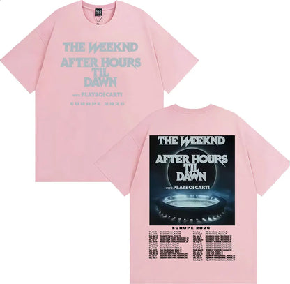 The Weeknd After Hours until Dawn Printed men's fashion Hip-hop short-sleeved T-shirt Retro Casual short-sleeved T-shirt