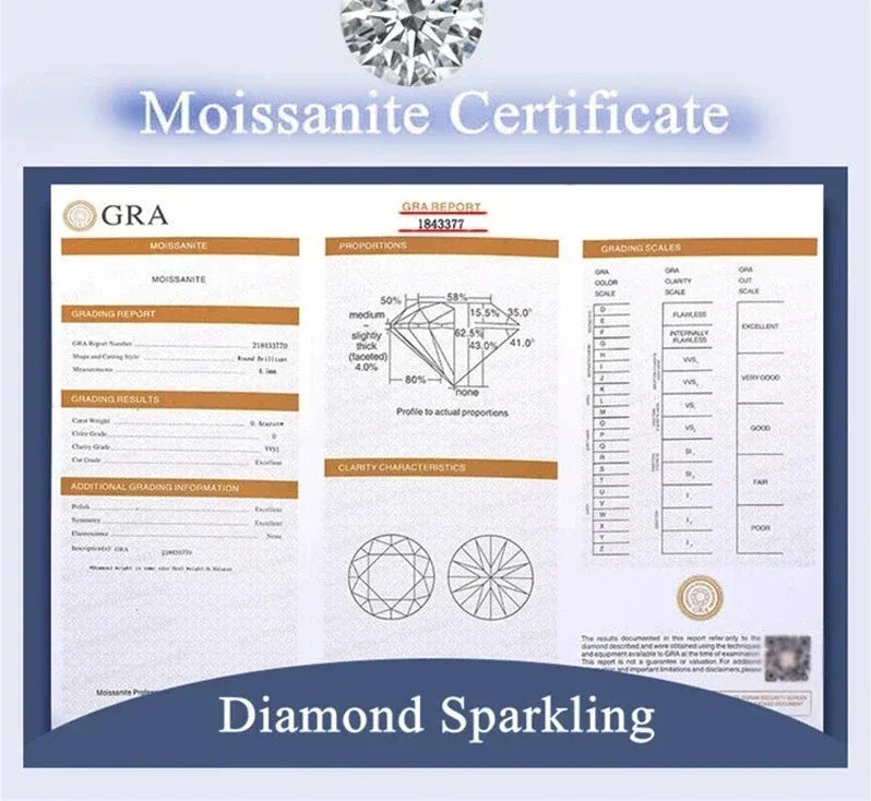 Luxury 100% Real 18k Gold Ring Women's Six-claw Diamond Ring 6.5mm Round 1ct 1 karat Moissanite Wedding Ring