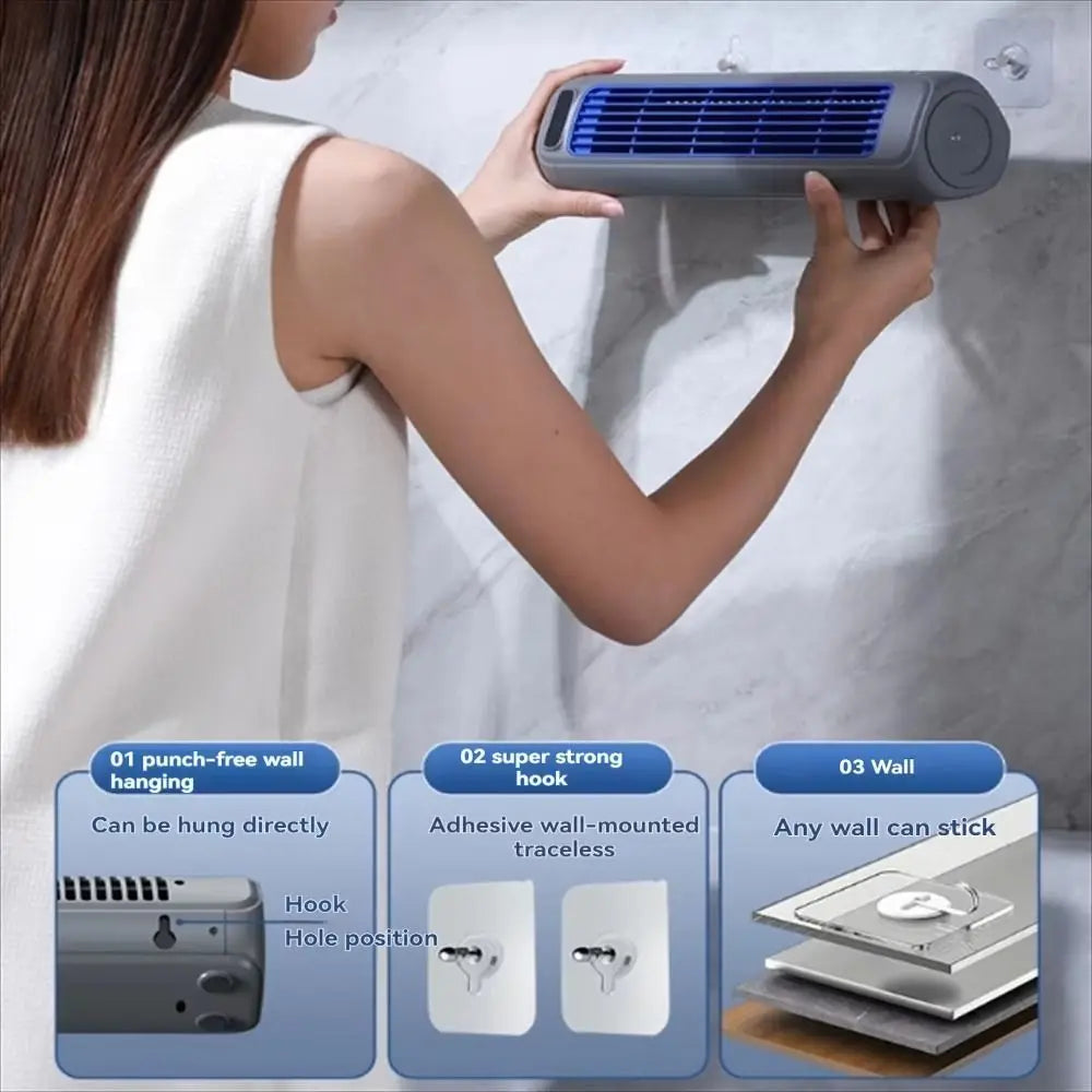 Portable 3 Speeds Tower Fan Rechargeable Non-drilling Desk Fan Quiet Standing Air Conditioning Fan Office