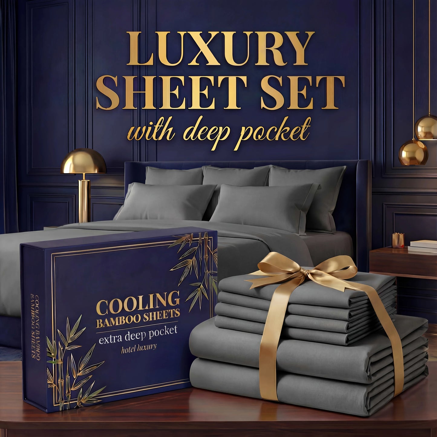 3pcs/ 4pcs Bamboo Cooling Bed Sheet Set -14"Deep Pocket, Shrink-Resistant, Fade-Resistant, Skin-Friendly Bedding Set With 1or2 Pillowcases, 1 Flat Sheet, 1 FittedSheet, Cozy Comfort