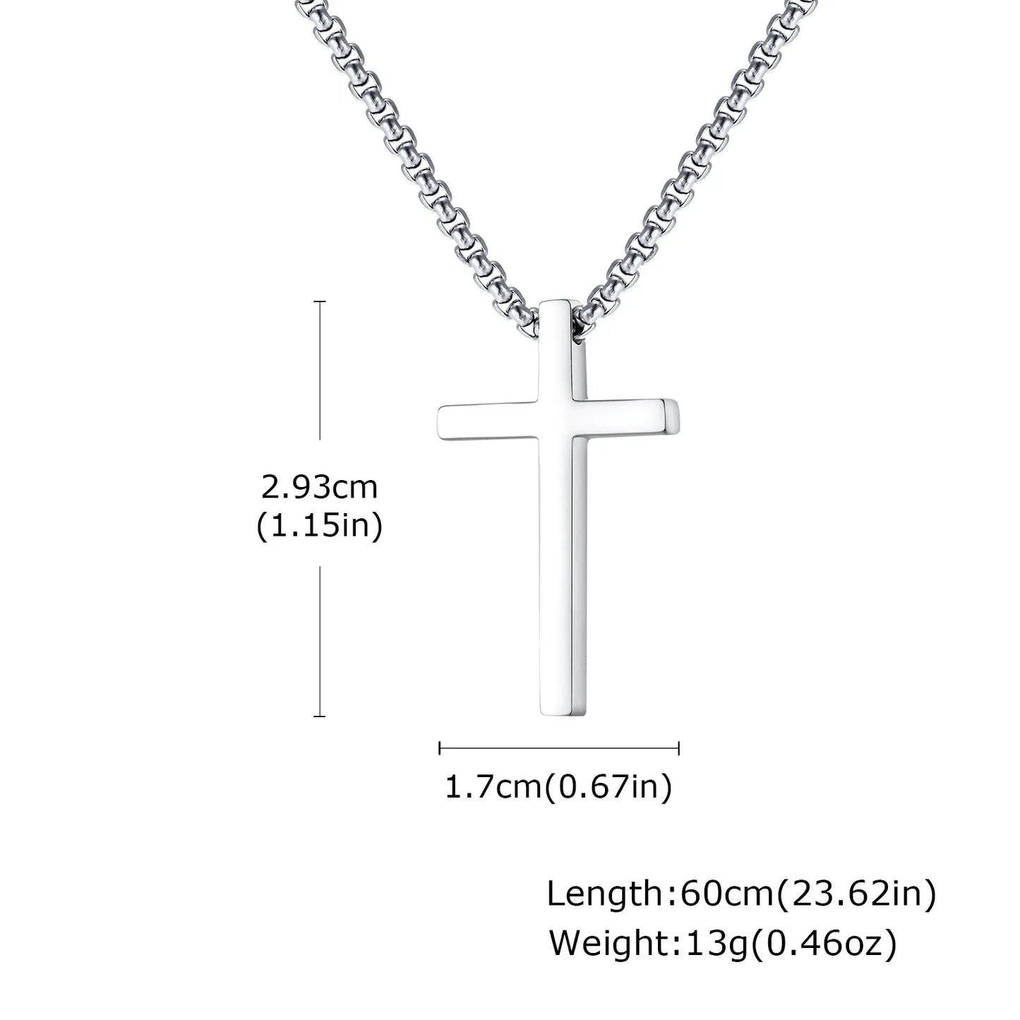 Stylish Men's Stainless Steel Cross Necklace,Punk Hip Hop Cross Pendant Necklace,Birthday Party Jewelry Gift for Him Dad Son