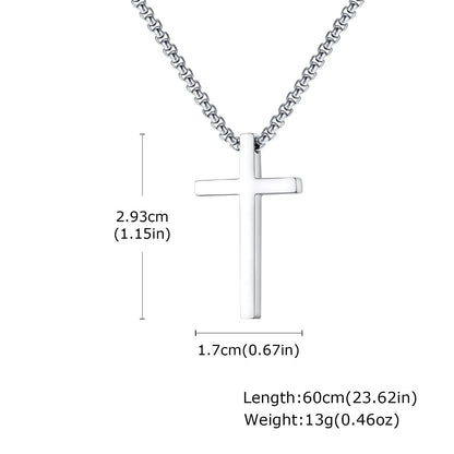 Stylish Men's Stainless Steel Cross Necklace,Punk Hip Hop Cross Pendant Necklace,Birthday Party Jewelry Gift for Him Dad Son