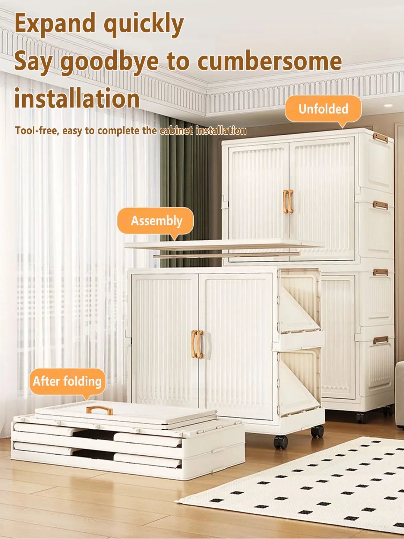 Large Capacity Dustproof Wardrobe Sundries Cabinet Multifunction Folding Storage Cabinet Locker Closet Organizer