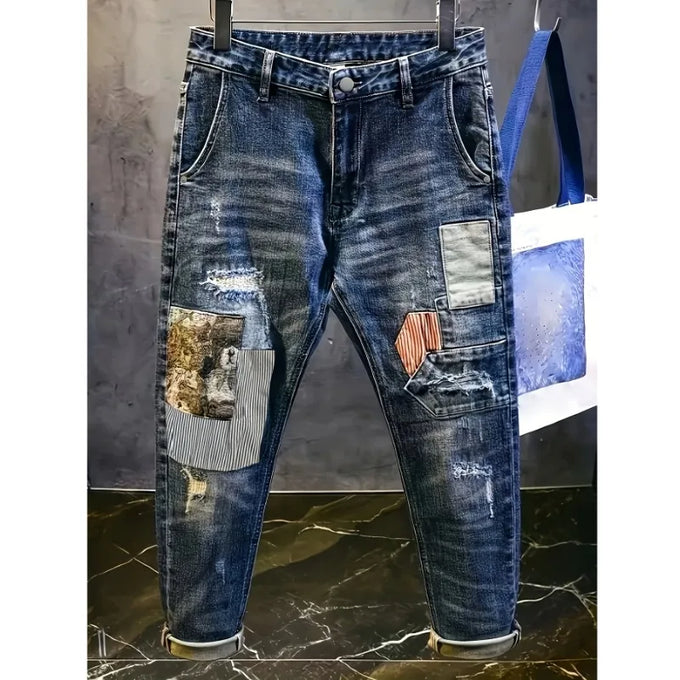 Men's Bear-Patch Ripped Jeans — product image