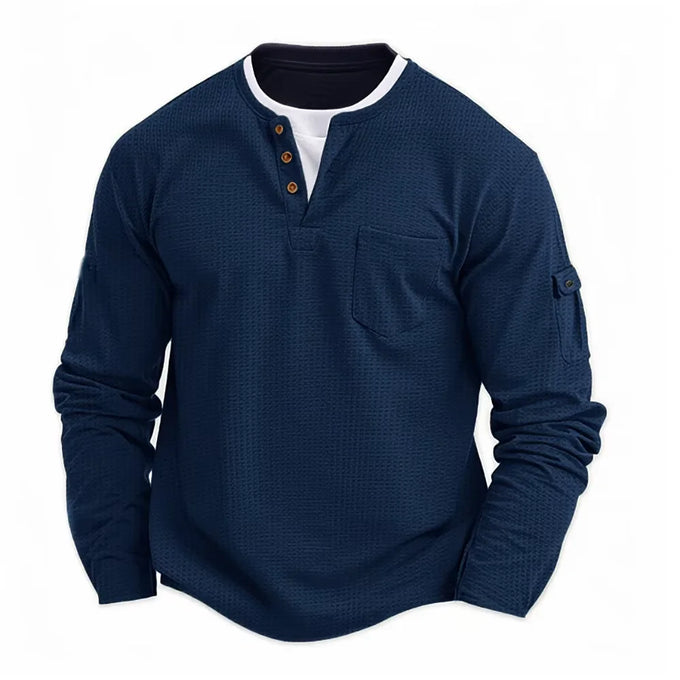 Men's Layered-Look Waffle Henley Shirt — product image