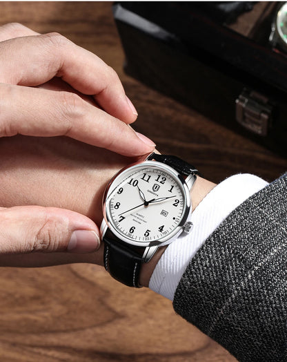 QINGXIYA Classic Business Watch  Men Calendar Quartz Watches Top Brand Luxury Leather Waterproof Mens Watches Relogio Masculino