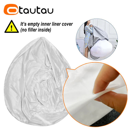 OTAUTAU Adults  Children Fluffy Faux Fur Bean Bag Pouf Cover without Filler Beanbag Puff Salon Ottoman Corner Seat Sac DD003