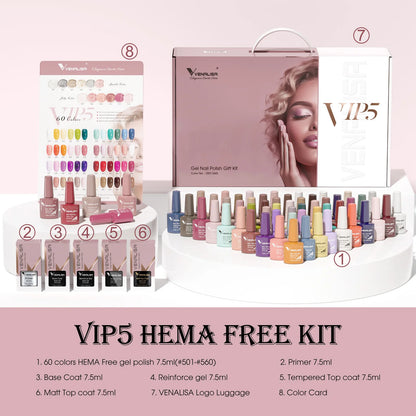 Venalisa Color Gel Nail Polish VIP Kit Full Cover Enamel For Nail Manicure Glitter Sparkle UV Gel Soak Off Nail Gel Polish 7.5ml