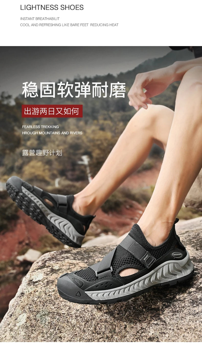 Summer Men Sandals Genuine Leather Mens Casual Shoes Outdoor Men Leather Sandals for Men Beach Shoes Roman mens Shoes