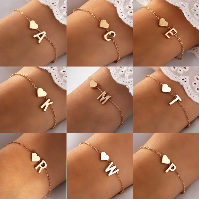 Initial Heart Charm Bracelet — product image