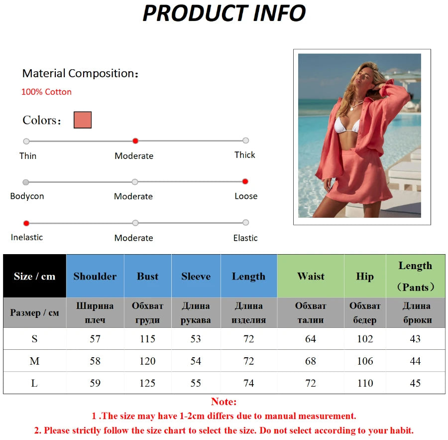 Bornladies 100% Cotton Solid Color Shirt Short Skirt Set Women's Summer Loose Casual Shirt Fashion Straight Skirt Casual Suit