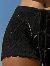Cutout Drawstring Knit Shorts