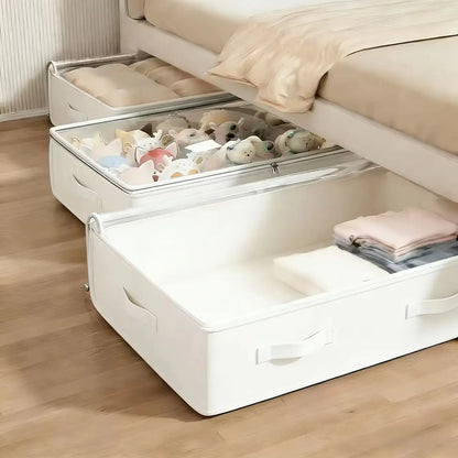 3pcs White Underbed Storage Boxes, Foldable Underbed Organizer Bins, Excellent Function And Versatile Use For Blankets, Skirts,