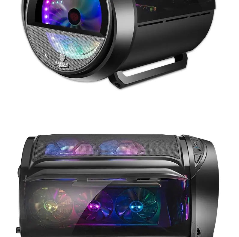 WJCOOLMAN Yuanqidan Mini Computer Case - Circular Side-Exposed Desktop Computer Case Compatible with 240 Water Cooling