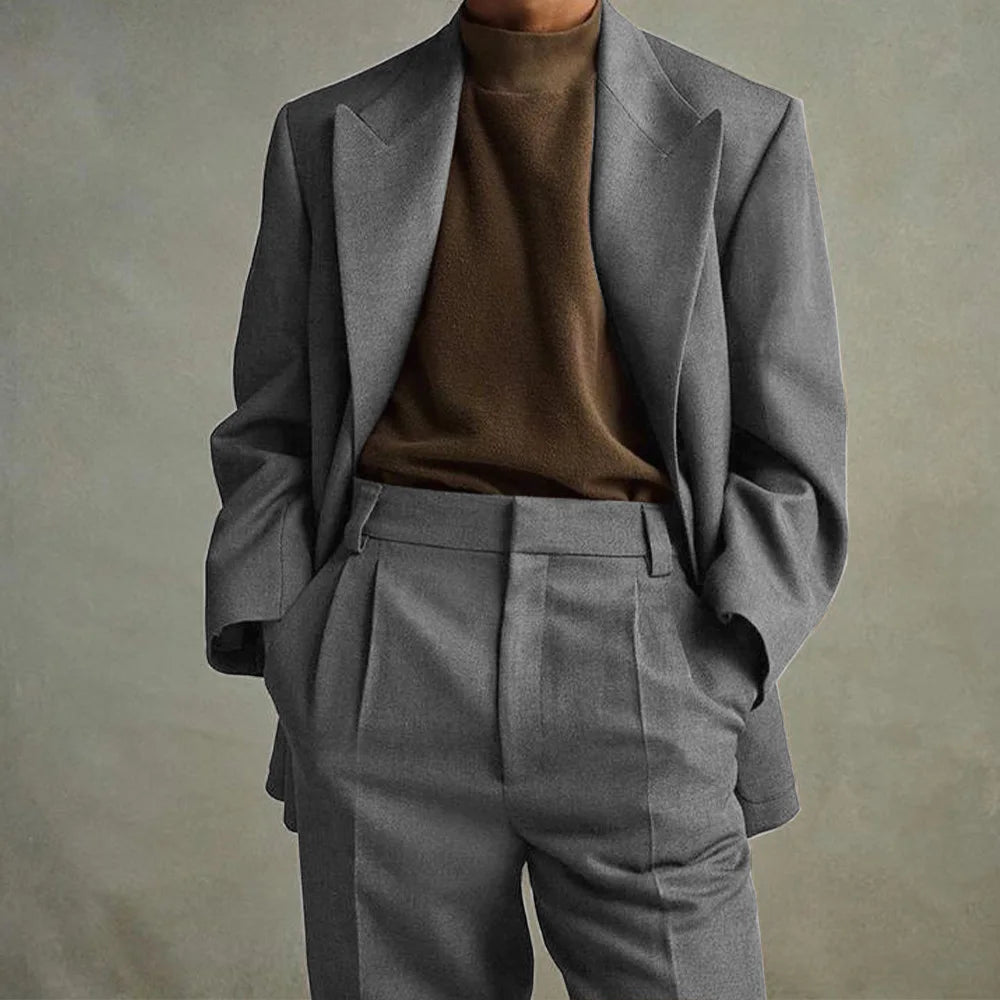 Mens Fashion Suits 2 Piece Set Notch Lapel Single Breasted Comfortable Slim Fit Casual Party Blazer with Trousers Wedding