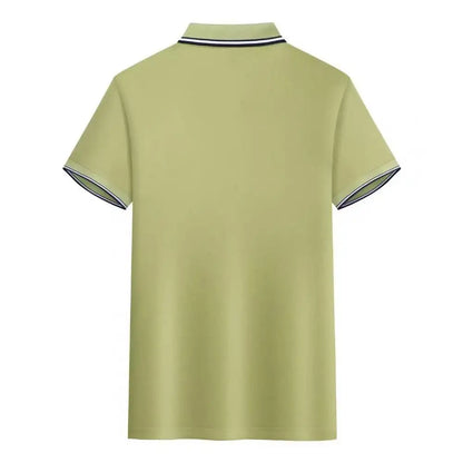 Summer men's 100% polyester fashion Milan print casual knight stripe lapel short-sleeved shirt polo shirt top