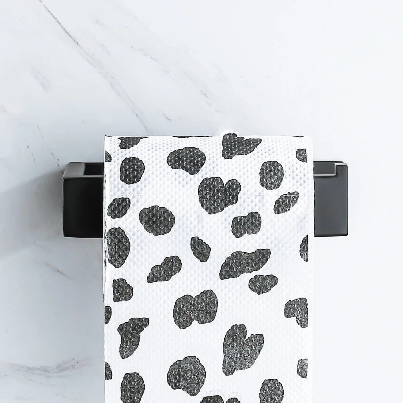 Self Adhesive Toilet Paper Holder Black Matt Stainless Steel Square Tissue Holder For Bathroom Storage Wc Accessories No Drill