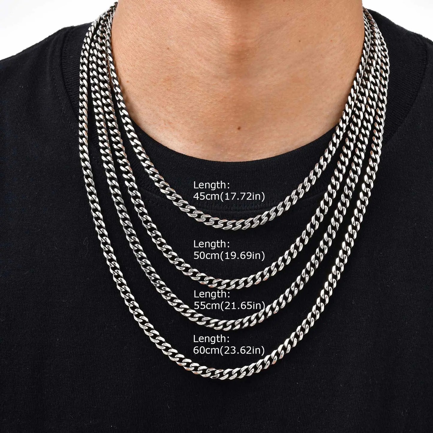 3/5/7mm Stainless Steel Cuban Link Chain Stainless Steel Necklace, Punk Hip-hop Choker for Men, Fashion Jewelry Accessories