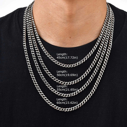3/5/7mm Stainless Steel Cuban Link Chain Stainless Steel Necklace, Punk Hip-hop Choker for Men, Fashion Jewelry Accessories