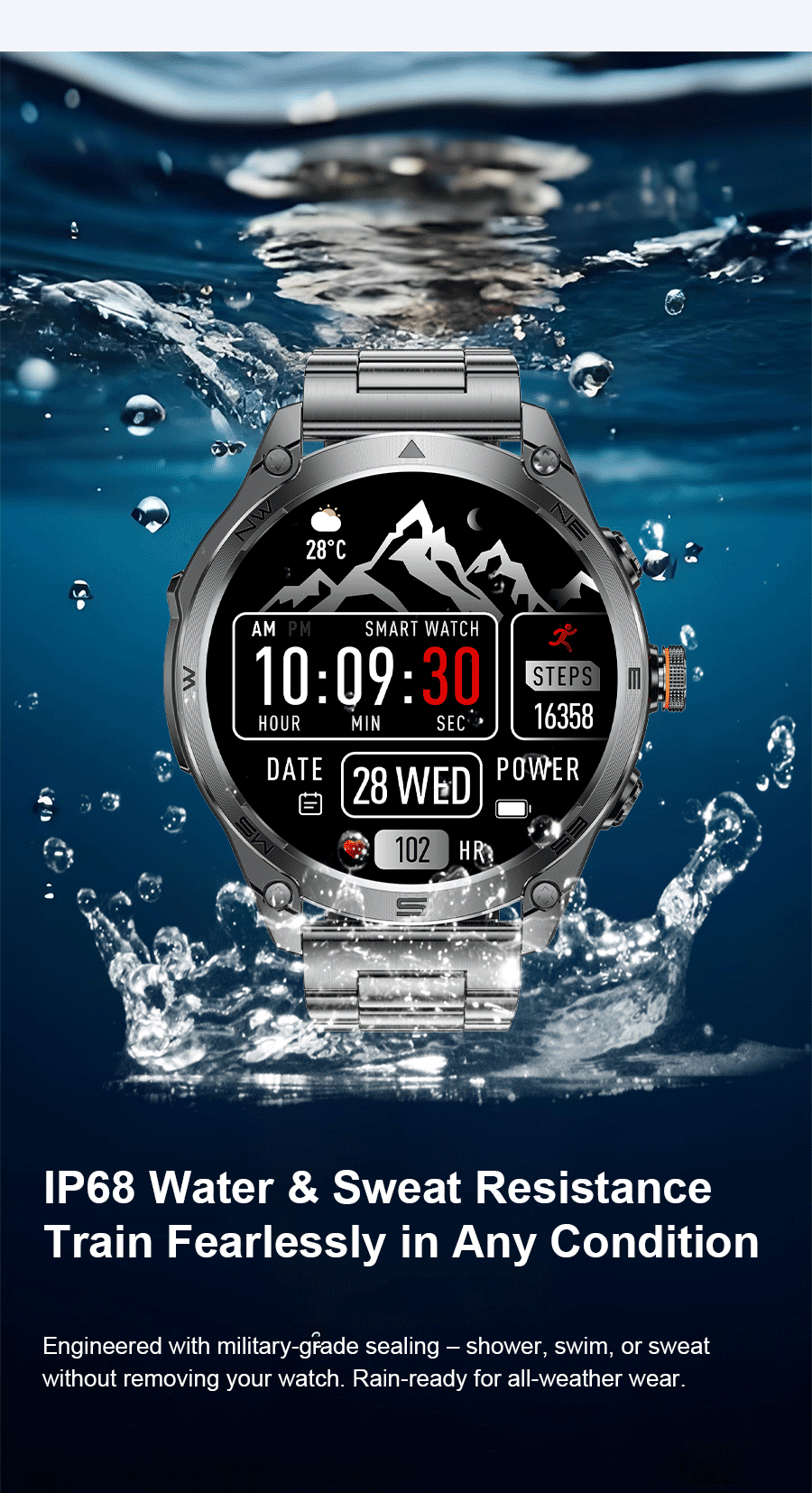 2026 Hot Sales Outdoor Durable GPS Sports Smart Watch Built-in GPS 1000mAh Battery 10ATM Waterproof 1.75" AOD Men Military Watch