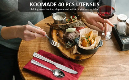 HANSMART 40pcs Premium Stainless Steel Silverware, Essential Dining Collection For Family Dinners & Holiday Celebrations