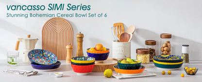 vancasso 6/12 Piece Ceramic Soup Bowls 4.7 inch Soup Bowls Colorful Bowls Dishwasher Oven Safe  for Cereal/Soup/Oatmeal