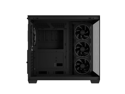 ASUS A32 PLUS Black ATX gaming PC case, support 360mm radiators and 420mm graphics cards, dual-chamber chassis for independent cooling zones, four pre-installed ARGB fans and clean cable management