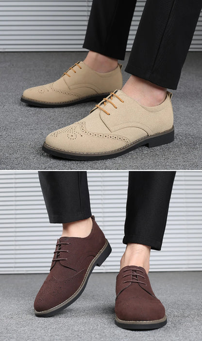 Mens Navy Blue Suede Wingtip Derby Shoes Classic Lace Up Formal Casual Dress Shoes For Business Wedding Office Wear British