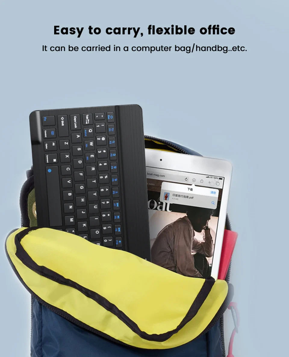 10inch Bluetooth Wireless Keyboard Rechargeable For Mobile Phones Tablet Russian Spanish French AZERT For Android ios Windows